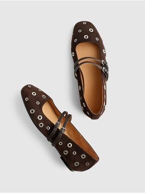 Madewell The Greta Double-Strap Ballet Flat Dark Carob Size 5.5